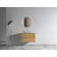 Meuble-lavabo mural en chêne naturel de 30 po avec lavabo en céramique avec trois trous de robinet, grand meuble-lavabo flottant de rangement pour salle de bain moderne, pré-assemblé