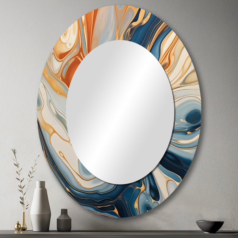 Miroir mural bleu sarcelle et turquoise, 43 po x 33 po
