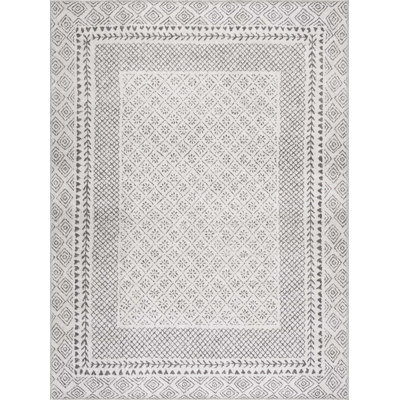 Marvina Machine Washable Moroccan Black and White Area Rug