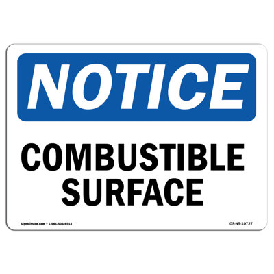 Combustible Surface Aluminum Sign 12 x 18