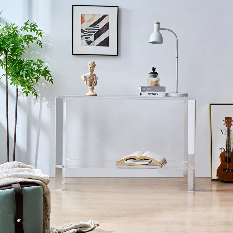 Console transparente et minimaliste en acrylique, H 31,5 po x l 47,24 po x P 11,81 po