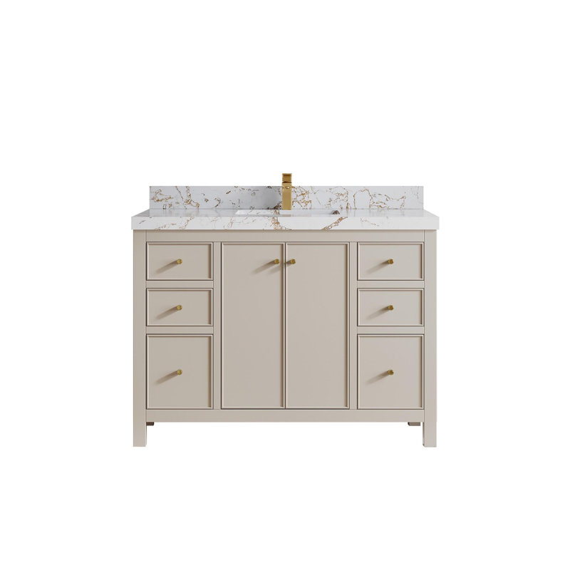 Meuble-lavabo simple 48 po avec comptoir en quartz Chicago