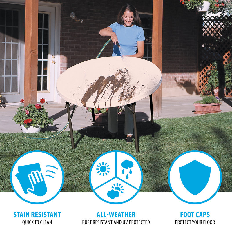 46-Inch Almond High-Density Polyethylene Round Folding Table