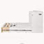 Lit escamotable Queen avec tiroir, prises et ports USB, système de poulies, blanc