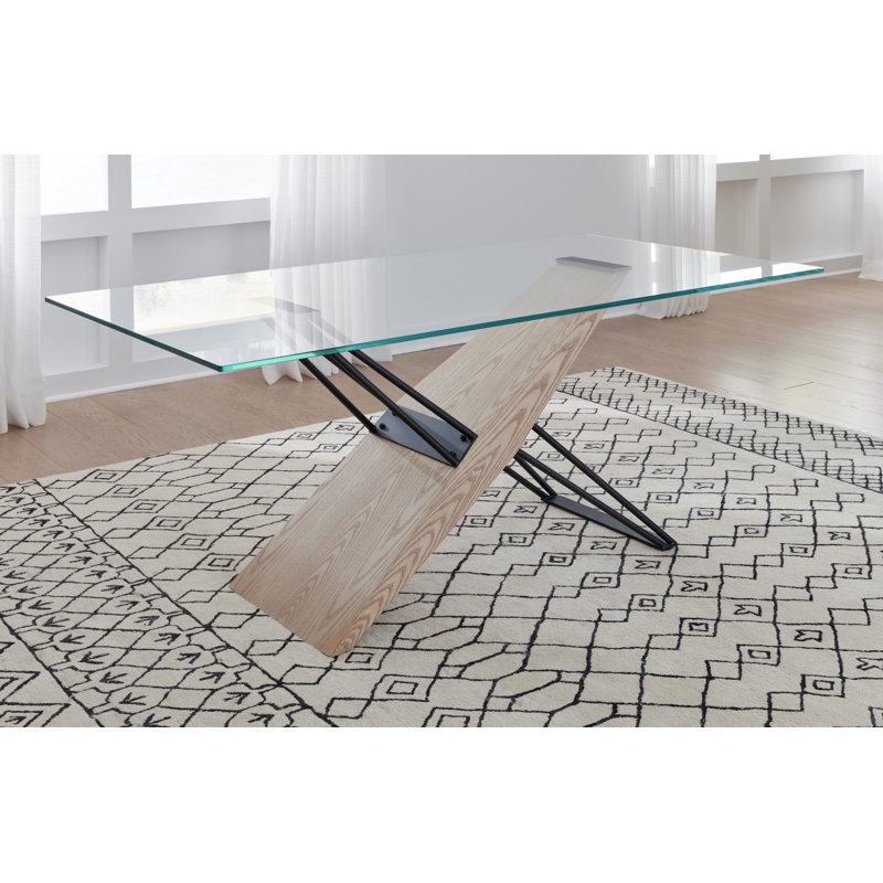 Glass Top Metal Base Dining Table