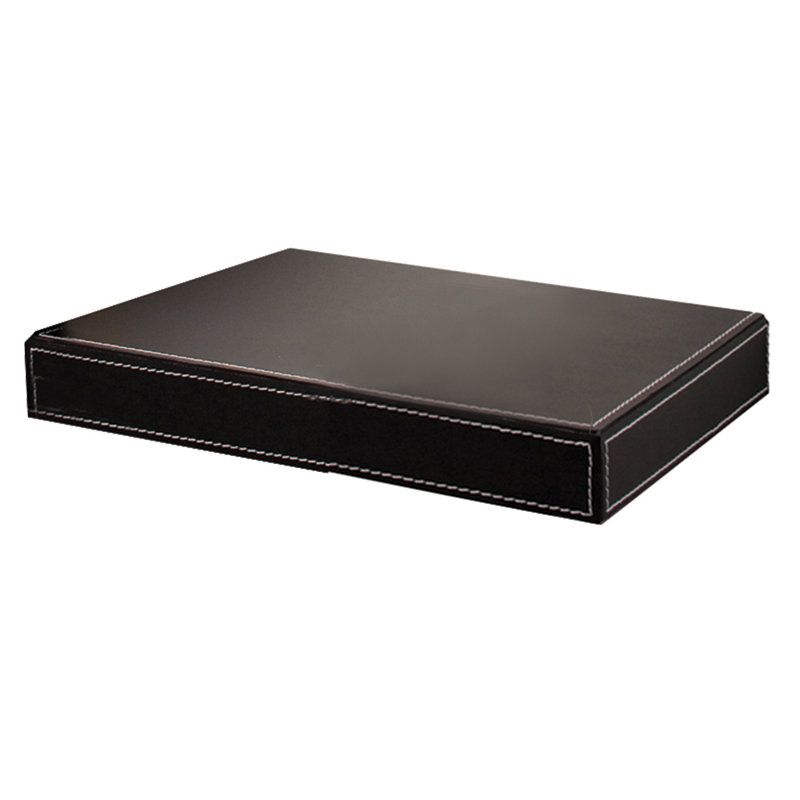 Azure Leather Floating Shelf, Black, 1.75" H x 12" W x 10" D