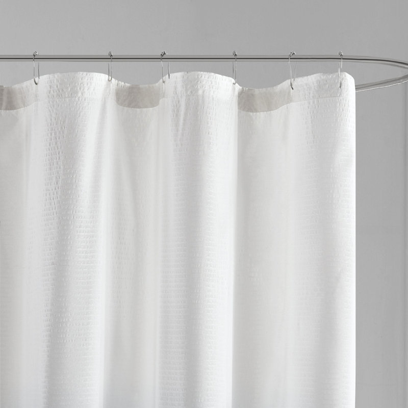 Gray Ombre Seersucker Fabric Shower Curtain