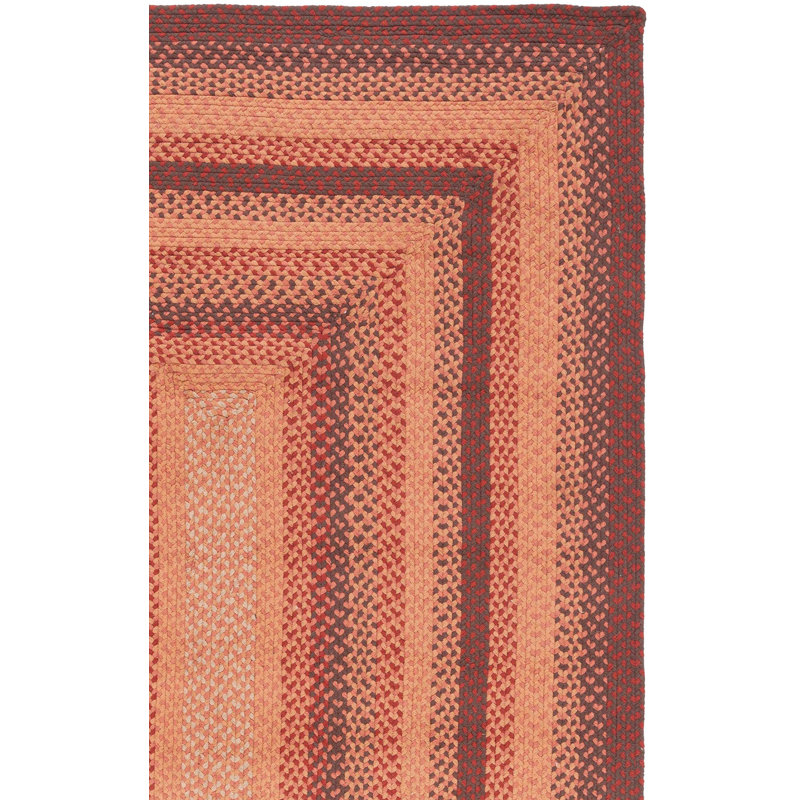 Tapis tressé à rayures en coton tissé à plat orange, Rectangle 4 pi x 6 pi