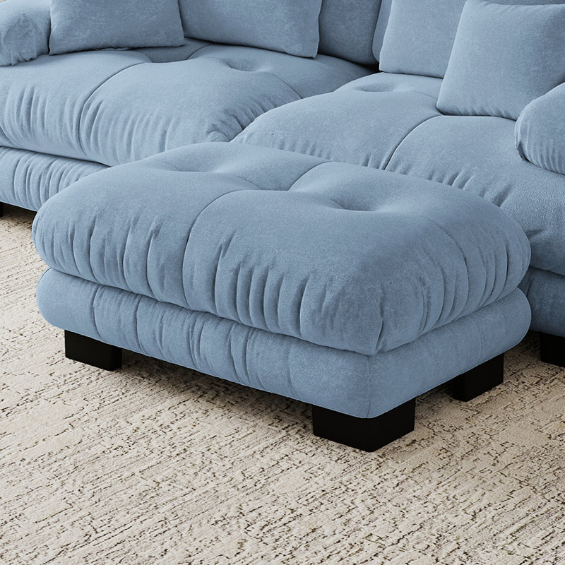 Repose-pieds en chenille pour salon, Bleu