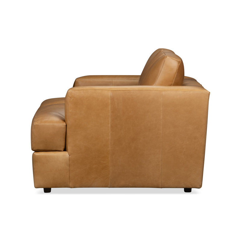 Cayden Genuine Leather Sofa, Matador Dark Walnut Pebbled Top Grain Leather, 34" H x 84" W x 41" D