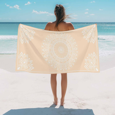Serviette de plage, serviettes de bain bohème crème, magnifique fleur bohémienne, serviette de plage absorbante, douce, grande, à séchage rapide, camping léger, sports de voyage, yoga, gymnastique, serviettes de bain pour adulte, 50 x 60 pouces