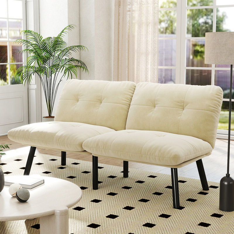 Cream Convertible Folding Modern Sofa Bed, Cream
