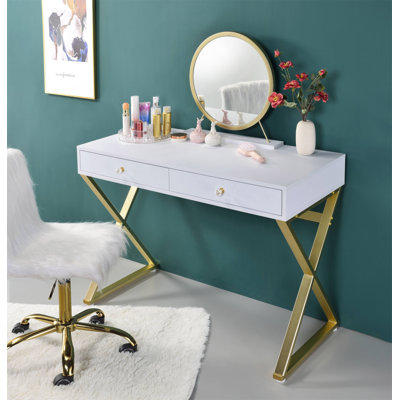 Bureau de meuble-lavabo avec miroir et plateau à bijoux Coleen