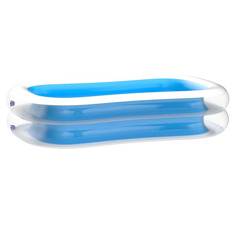 Blue and White Rectangular Inflatable Family Pool with Vinyl Liner