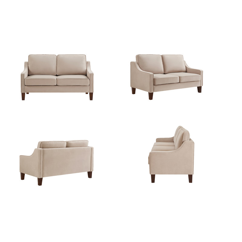 Causeuse en velours 51,5 po Harver, Velours taupe
