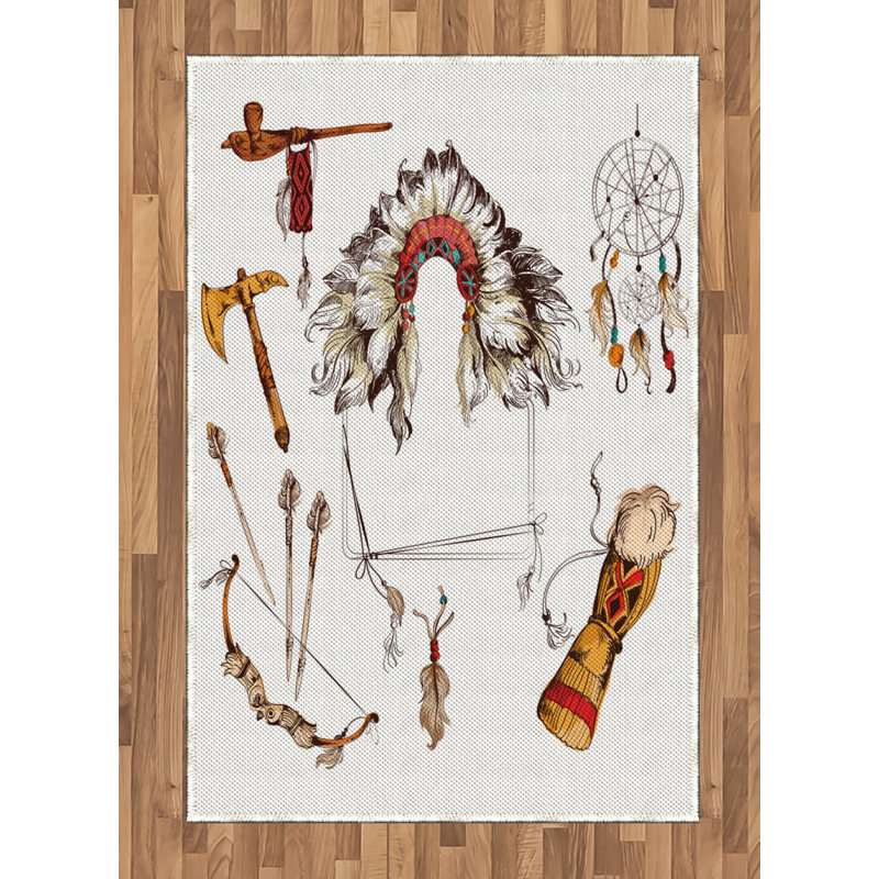 Tapis décoratif tribal à haute densité en fibre de polyester, Rectangle— 4 pi x 5 pi 8 po