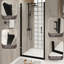 Porte de douche pivotante en aluminium noir mat 34 po x 72 po avec film et mécanisme de balancement en mouvement