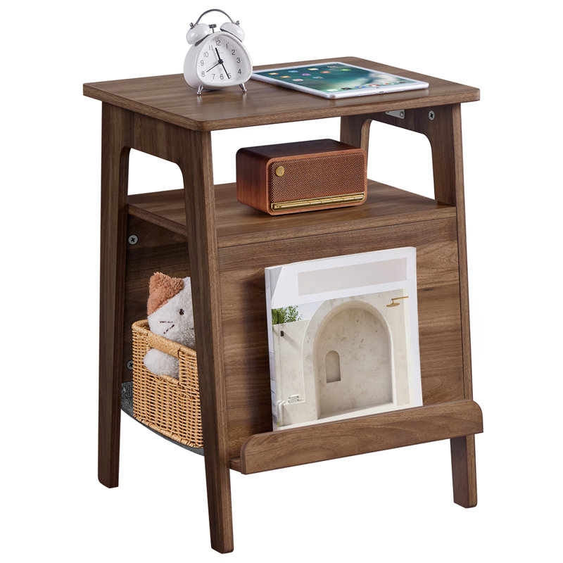 End Table with Cat Bed, Walnut