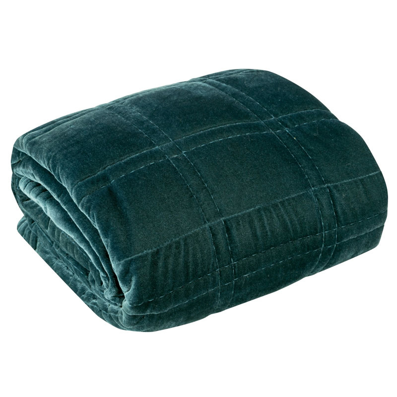 Wildes Plaid Bedspread, Dark Mint, W220 x L240cm