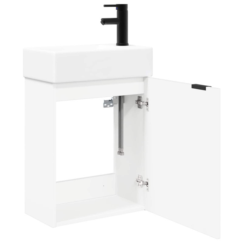Single Bathroom Vanity with Ceramic Basin, White