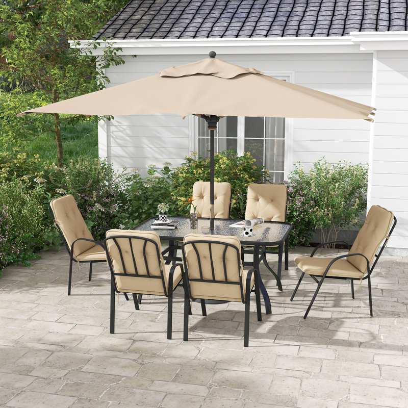 Roseland 6 - Person Patio Dining Set with Rectangular Table , Cushions Included