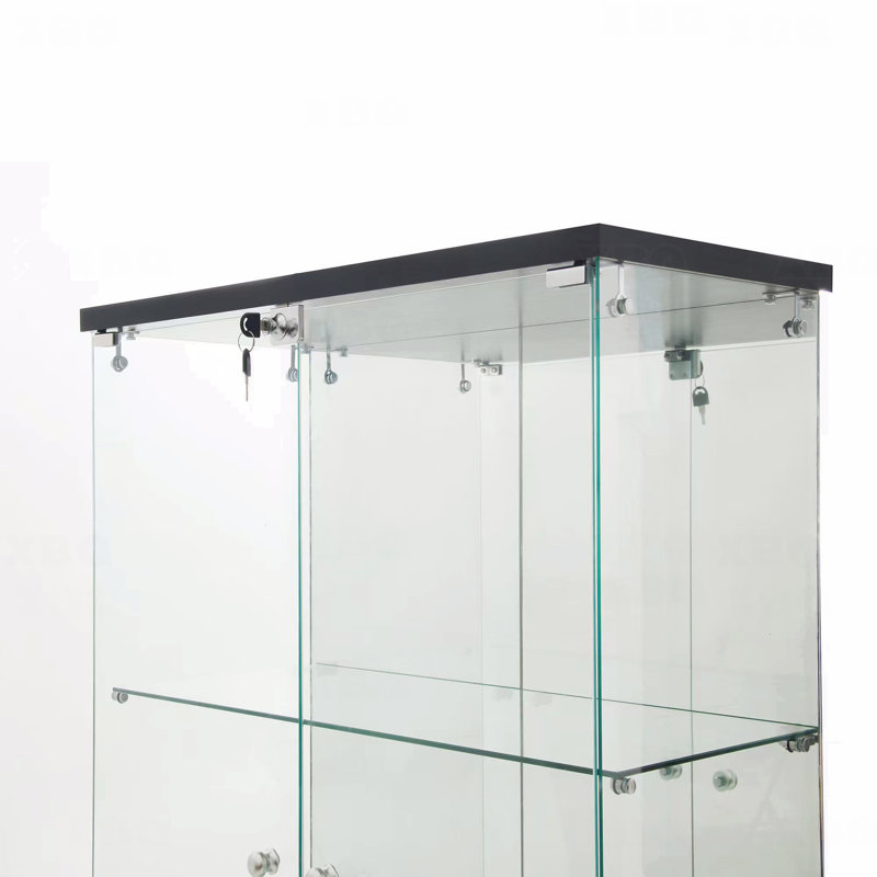 Vitrine 76,1 po en verre trempé - bande lumineuse DEL Bluetooth + roulettes verrouillables