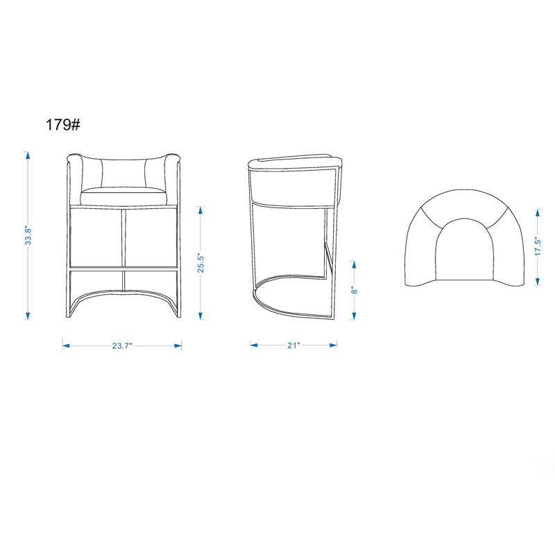 Tabouret de comptoir en métal, Gris