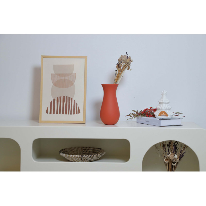 Élégant vase en céramique, 5,1 x 5,1 x 10,8 pouces, orange vif | 100% céramique de haute qualité, parfaite pour la décoration intérieure et les arrangements floraux | Centre de table élégant pour le salon, la salle à manger et le bureau
