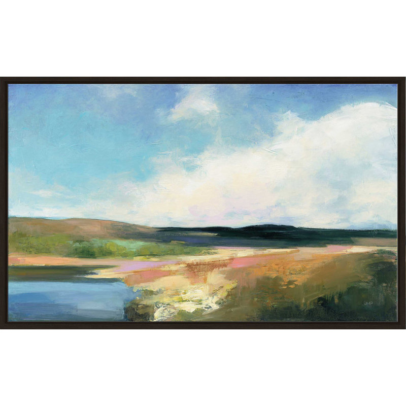 Aube, eau - peinture, Cadre flottant espresso, H 27,5 po x l 43,5 po x P 2 po