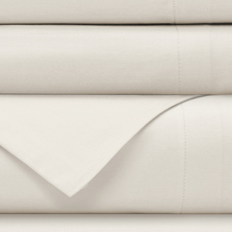 Farm to Home Dreamy Organic Cotton Sheet Set, Cool 300TC Sateen, Pearl, King Sheet Set