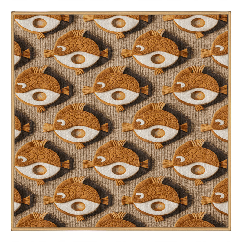  Tapis lavable à motif de desserts taiyaki, Carré 5 pi