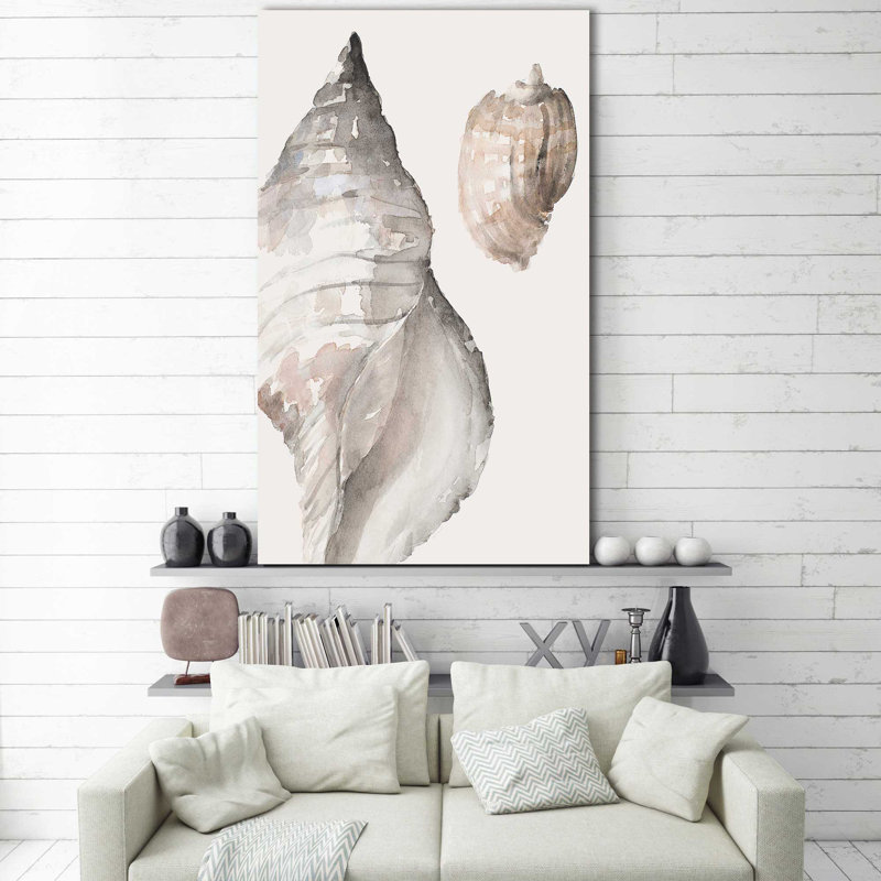 «Tonal Shell on Cream I» par Lanie Loreth - Peinture, Toile tendue, H 30 po x l 18 po x P 1 po