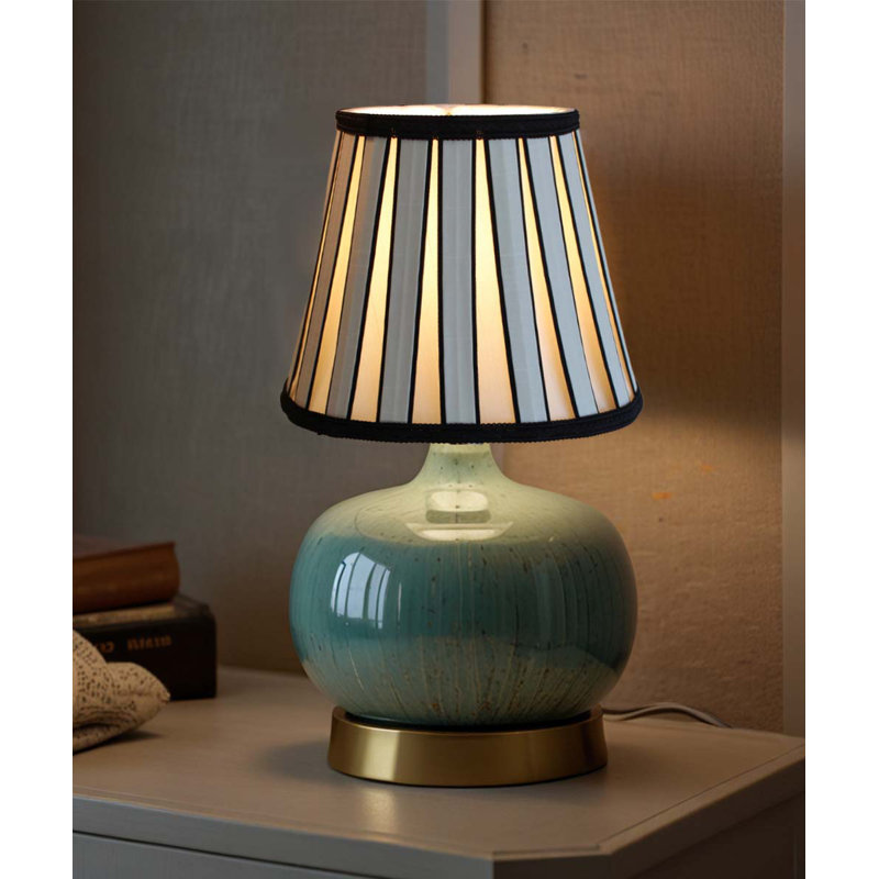 5"x8"x7" Metropolitan Softback Empire Edison Clip On Lampshade, Eggshell with Black Highlight Trim