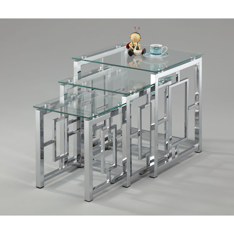 Scotia Glass Top Nesting Tables, Clear