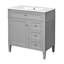 Meuble-lavabo gris pour salle de bain - Meuble moderne de 76 cm avec 2 tiroirs, un tiroir basculant et des rangements pratiques offrant une capacité suffisante.