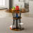 Round Wood Top Metal Base Dining Table-368476529