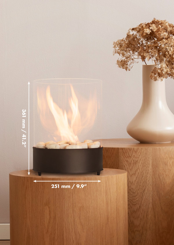 Bioethanol table fireplace In glass and steel TIZIANO 00114