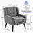 26.77" Mid-Century Modern Accent Chair With Linen Upholstery, Tufted Back And Black Solid Wood Legs(Set Of 2)-887376065