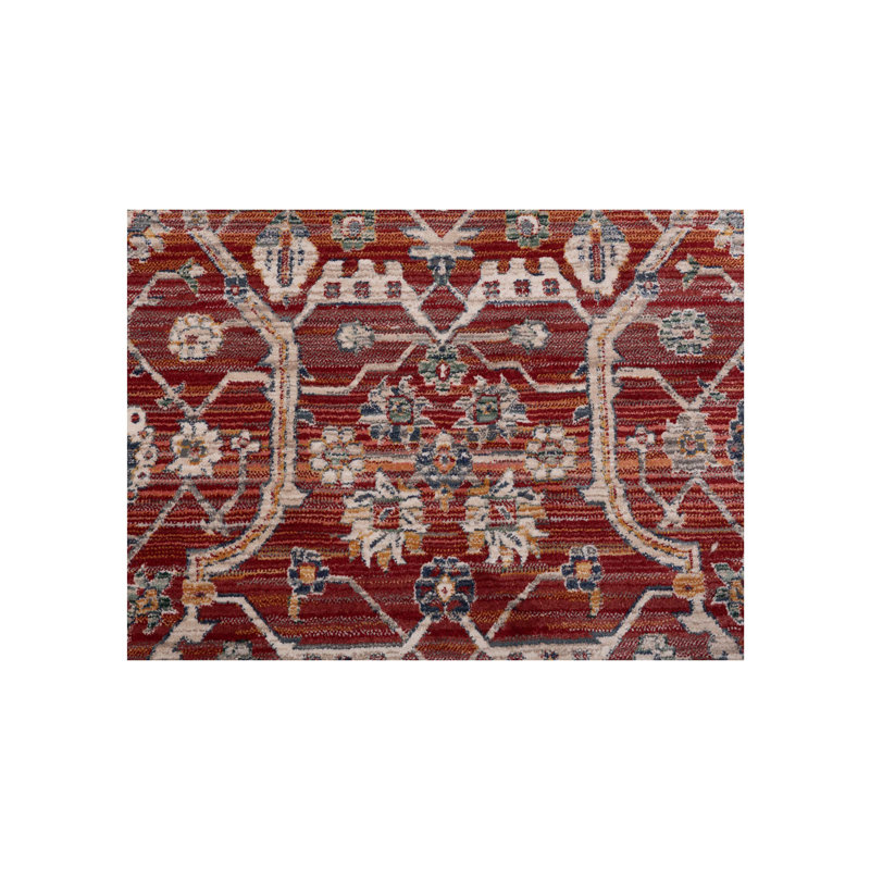 Oriental Machine-Made Red/Ivory Area Rug, Rectangle 8' x 10'