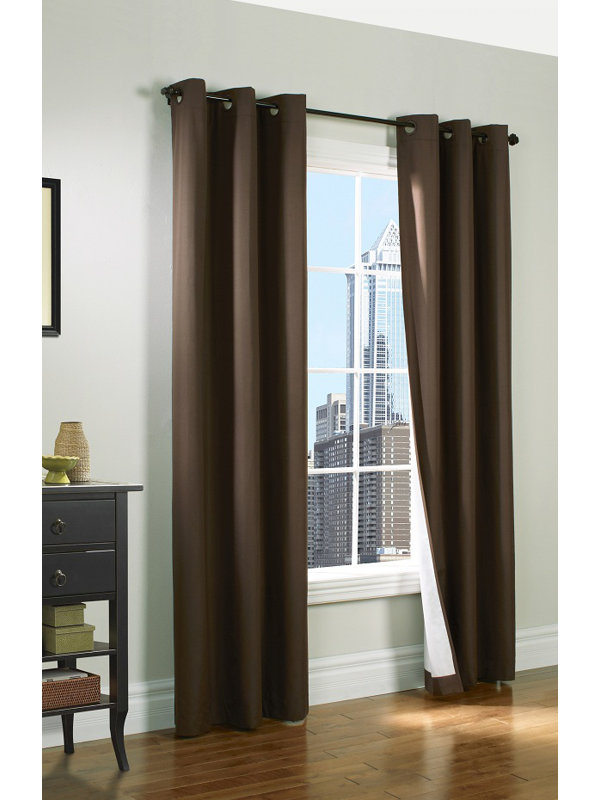 Rhine Solid Blackout Thermal Grommet Single Curtain Panel, Brown, 40" W x 84" L