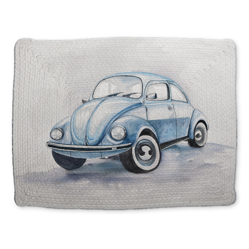 Beetle Blue Car Placemat | Braided Polyester | Bedroom Decor