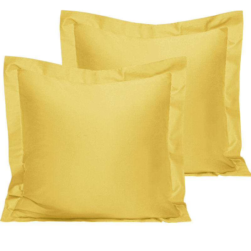 Taies d'oreiller carrées en satin de coton égyptien de qualité supérieure (500 fils/cm²) - NTBAY, Euro, Jaune