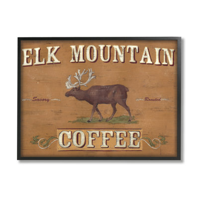 «Antique Elk Mountain Coffee Kitchen Kitchen Rustic Animal» par June Erica Vess - Art textuel sur toile