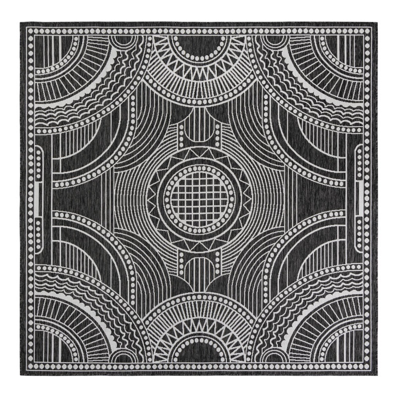 Tapis d'extérieur traditionnel intérieur / extérieur, Carré 7 pi 10 po