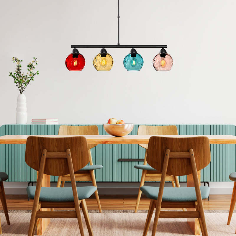 Elegant Multicolor Chandelier with Metal Body, 31.5 x 5.9 x 31.5 inches | 4 x E27 Socket (Max 40W) | Stylish Glass Cap, IP20 Rated | Perfect for Living Room, Dining Room, and Entryway Décor