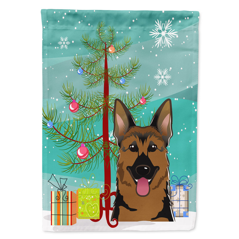 Drapeau en polyester 2 côtés sous l’arbre Silloth, Berger allemand, H 40 po x l 28 po x P 0,01 po, Drapeau pour la maison