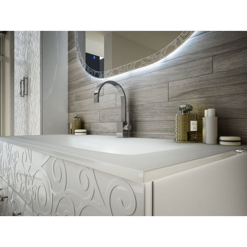 Lavabo de salle de bain rectangulaire encastré en céramique avec trop-plein Swiftsure