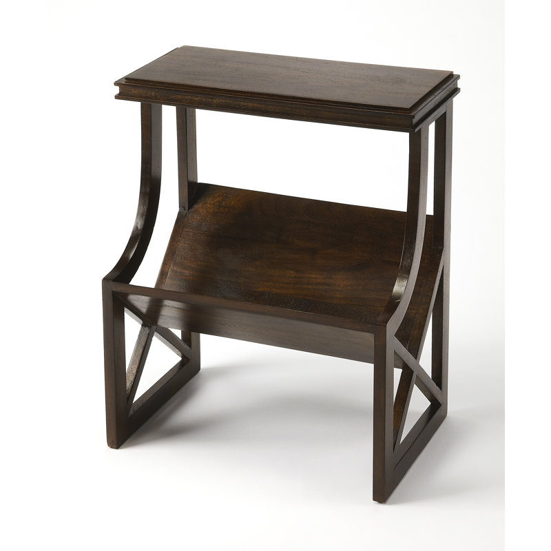 Solid Wood Sled End Table, Brown