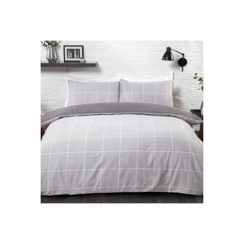 Polyester Chequered Duvet Cover Set with Pillowcases Included, Double - 2 Standard Pillowcases