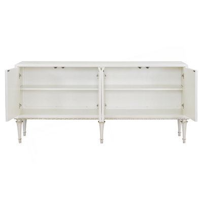 Ansaldo Pearl White & Silver Shimmer Finish Console Cabinet